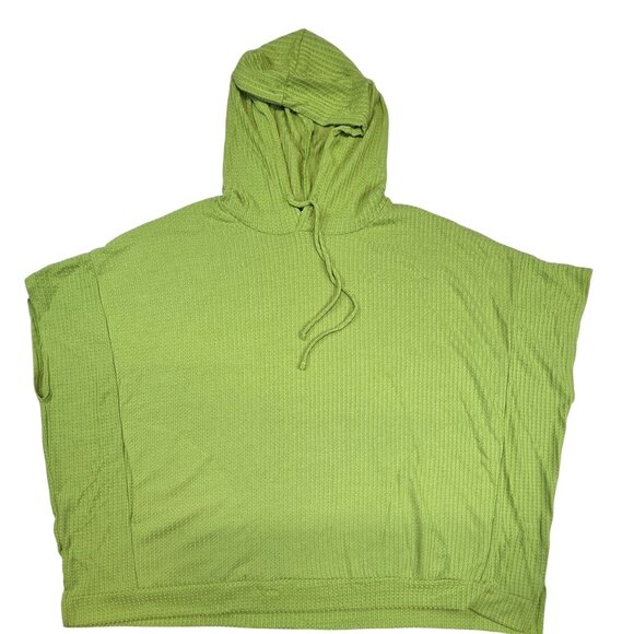 Blumin No Sleeve Hoodie Waffle Pullover Pockets Green Womens Oversized - Picture 1 of 7